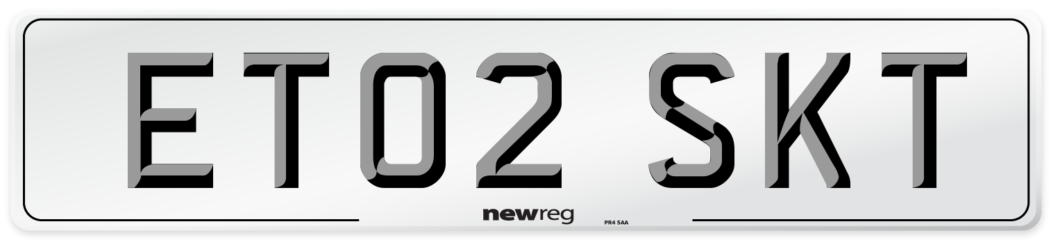 ET02 SKT Number Plate from New Reg